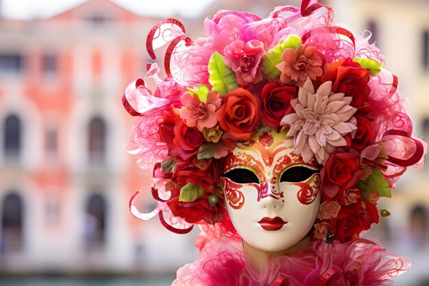 Bright character in mask on Venice carnival