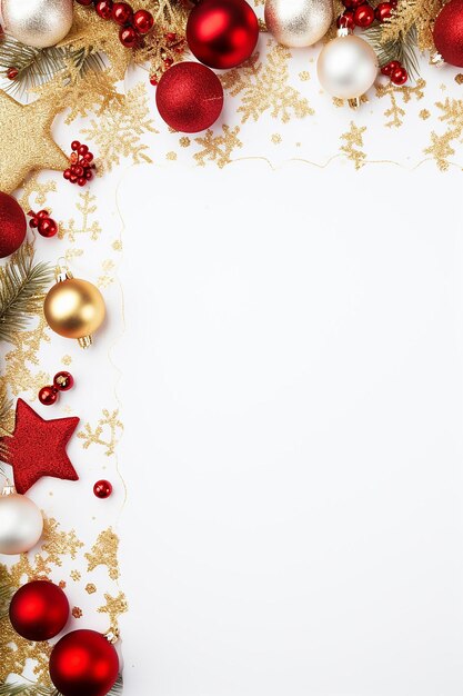 Foto cornice natalizia luminosa decorazioni natalizie bianche e rosse e dorate