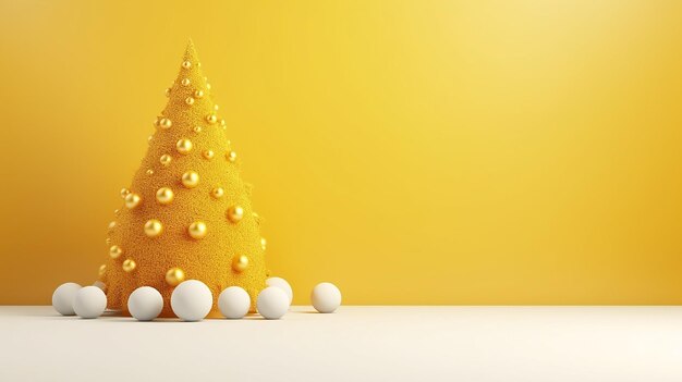 写真 柔らかい黄色の背景に明るいクリスマス祝賀メリークリスマス