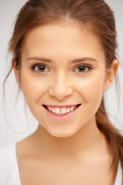 bright closeup portrait picture of beautiful woman