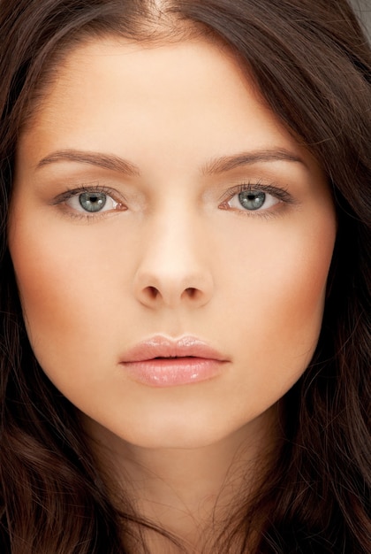 bright closeup portrait picture of beautiful woman