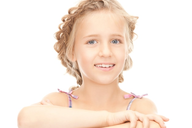 bright closeup portrait picture of little girl