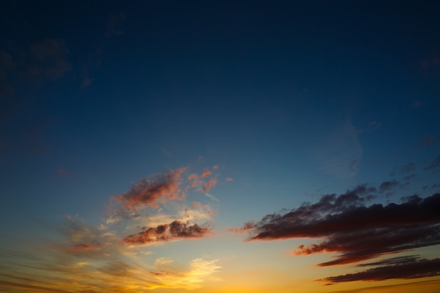 Bright clouds in the twilight sky.