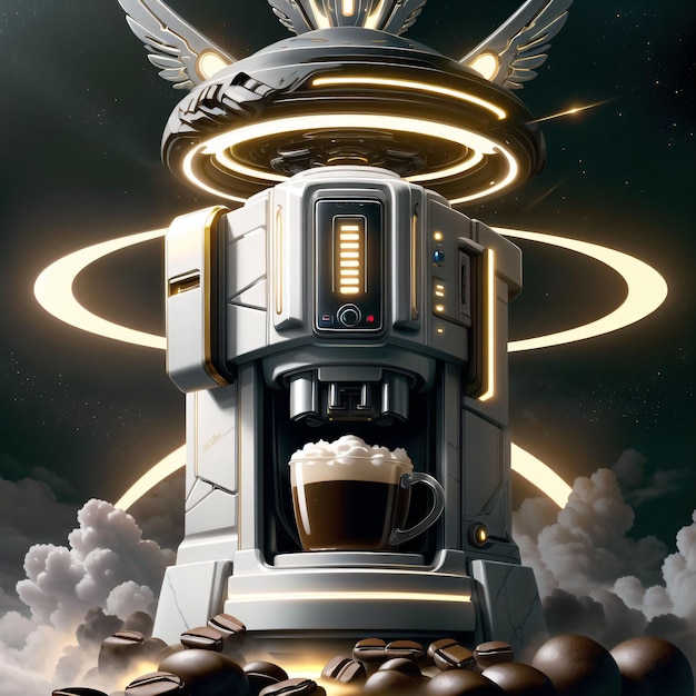 Bright coffe machine with halo