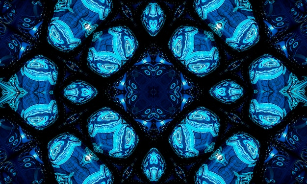 Bright cold cyan square midpoint drawing shape art design. Big fuzzy magic sphere form in modern artist. Navy aqua color motley power boom ball symbol on dark fond. Deep sea kaleidoscope.