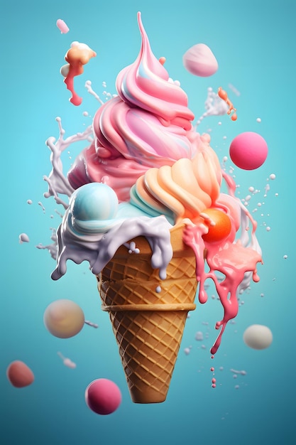 bright color background ice cream