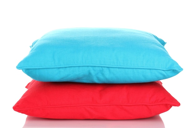 Bright color pillows isolated on white