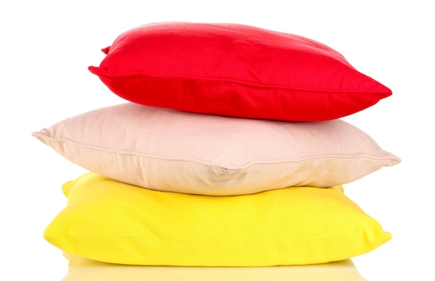 Bright color pillows isolated on white