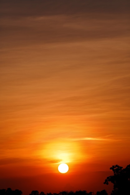 夕焼けの明るい色の空と雲