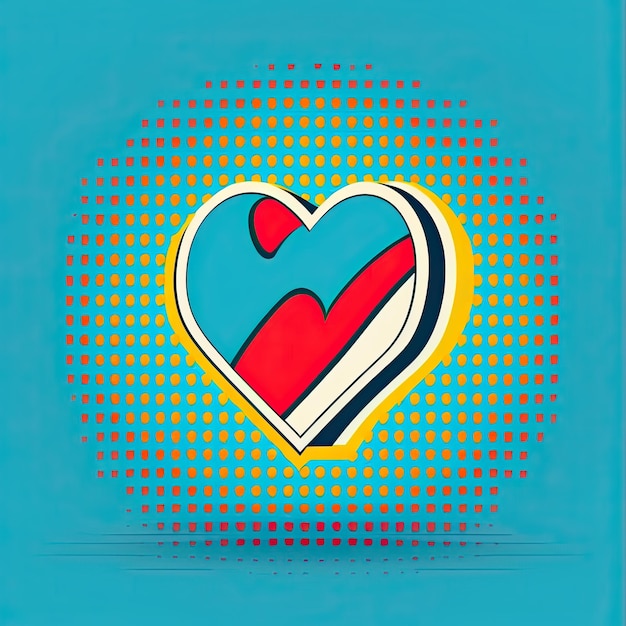 Яркий цвет День святого Валентина сердце квадратный поп-арт иллюстрация фон для открытки печать плакатов свадьба сезонный праздник продвижение AI Генеративный контент