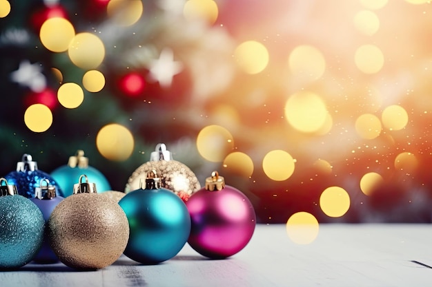 バルーンの明るい色の休日背景テキストバナー用の新年とクリスマスのスペース