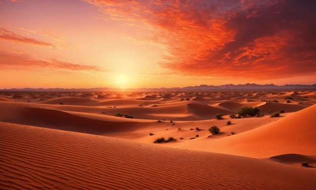 Bright colored sunset in the desert