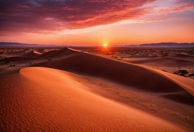 Bright colored sunset in the desert