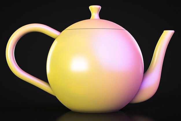 Bright colored teapot Dark background