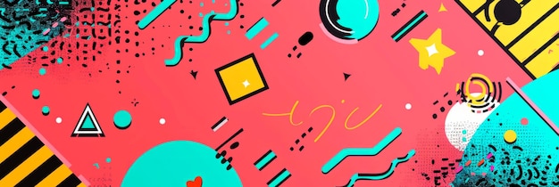 Яркий красочный фон с цифровыми пикселями геометрические формы и игривые иконы чувство игривости