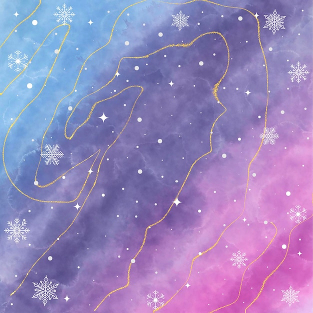 Bright colorful background with white snowflakes