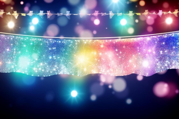 Photo bright colorful banners with bokeh lights