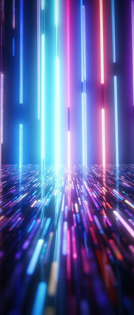 Bright colorful beams of light in a futuristic space setting perfect for illustrating concepts of cyberspace digital innovation