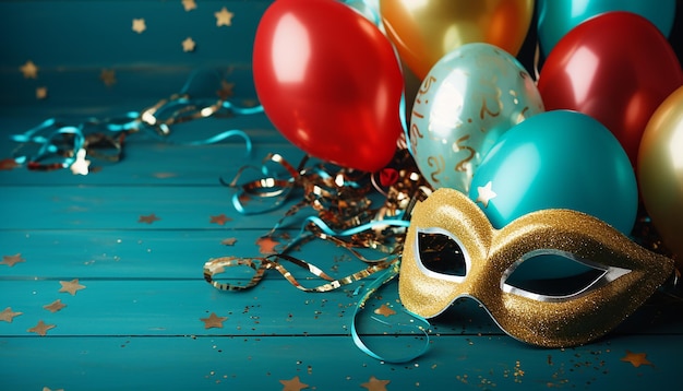 Bright colorful confetti decorates the elegant gold themed birthday celebration generated by AI generated by AI