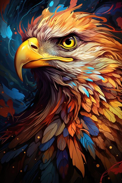 Bright and colorful eagle portrait with ornamental penalties colored vector illu generative IA