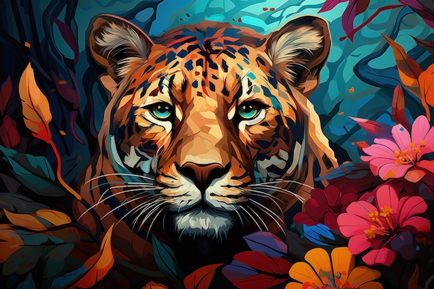 Bright and Colorful A Fauvism Style of a Leopard Generative Ai
