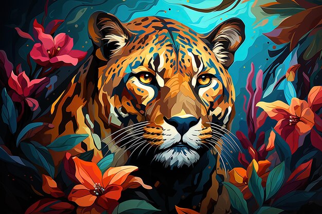 Bright and Colorful A Fauvism Style of a Leopard Generative Ai