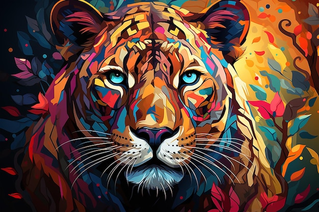 Bright and Colorful A Fauvism Style of a Leopard Generative Ai