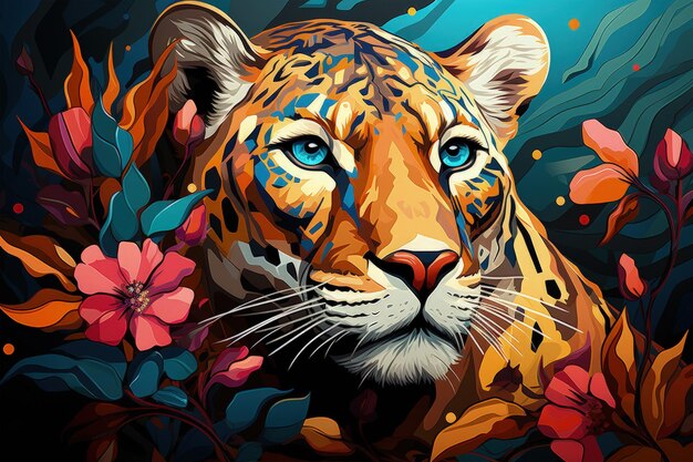 Bright and Colorful A Fauvism Style of a Leopard Generative Ai