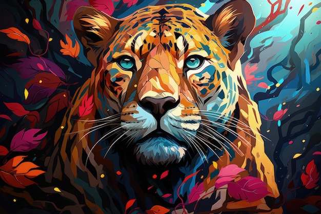 Bright and Colorful A Fauvism Style of a Leopard Generative Ai