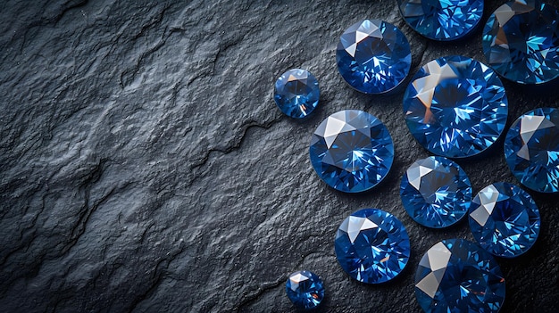 Bright and Colorful Geometric Gemstone Sapphires with Blue Hues Generative AI