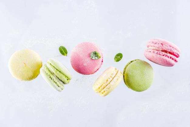 Bright colorful macarons