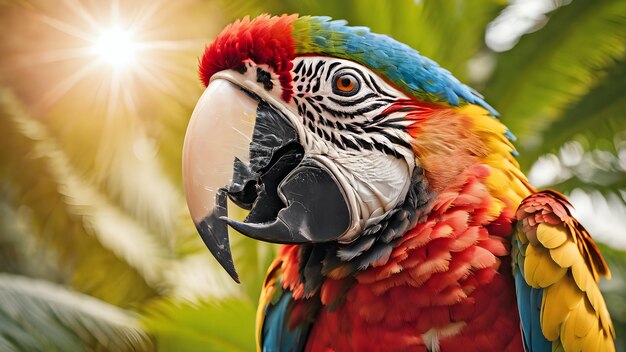 яркоцветный макаровый попугай тропический яркий фон