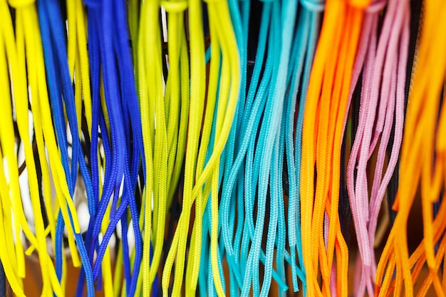 Bright colorful shoelaces texture as a background.