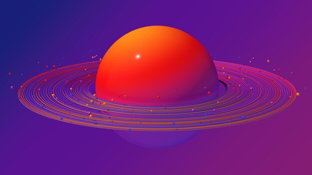 Bright colorful sphere and circles. abstract illustration, 3d render