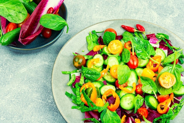 Bright colorful spring vegetable salad