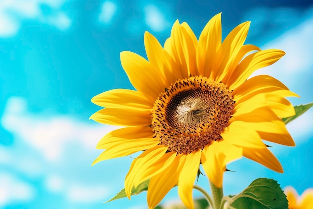 Bright and colorful sunflower in full summer sun Ai generated