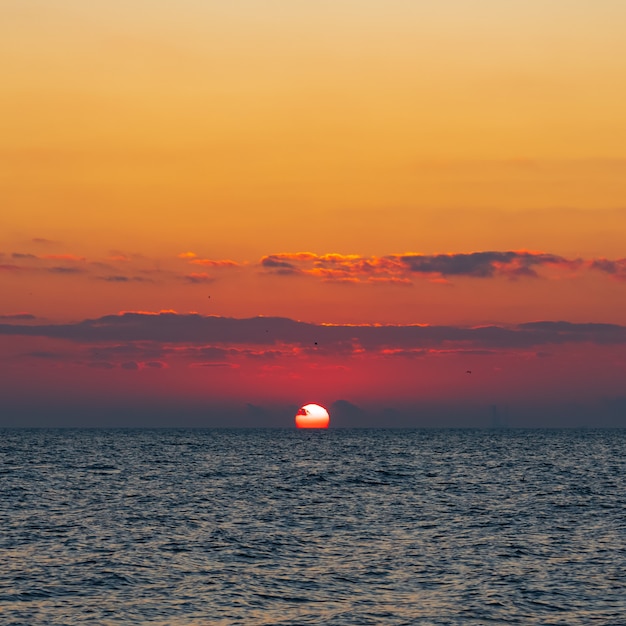 Bright colorful sunrise on the sea