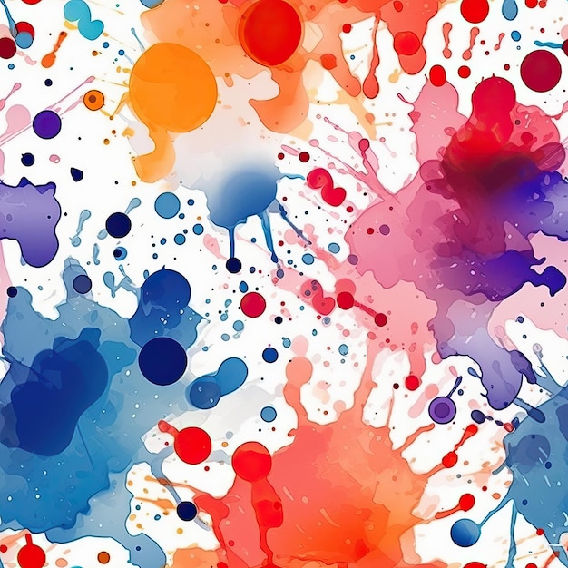 Bright colorful watercolor splashes spots on a white background