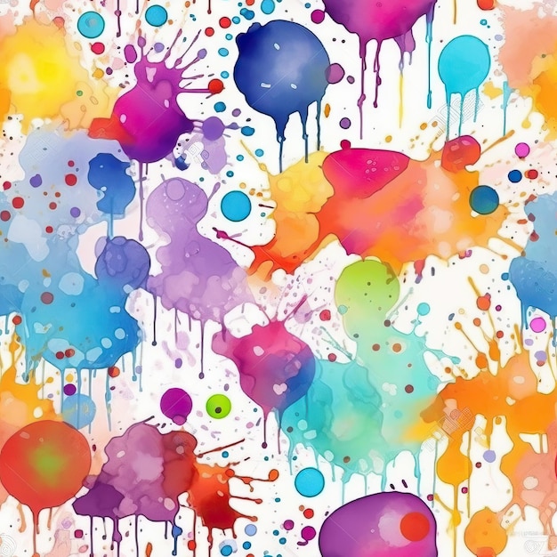 Bright colorful watercolor splashes spots on a white background