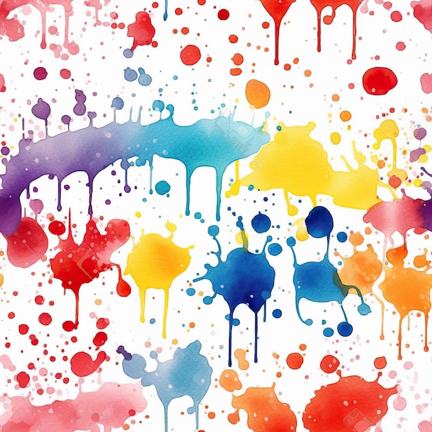 Bright colorful watercolor splashes spots on a white background