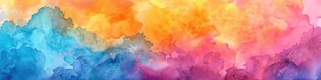 Photo bright colors abstract watercolor texture of sunset sky in pastel rainbow shades
