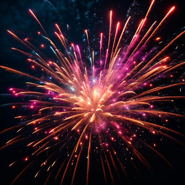 Bright colors exploding in vibrant firework display