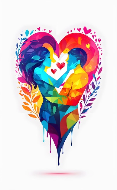 bright colors of love in white background