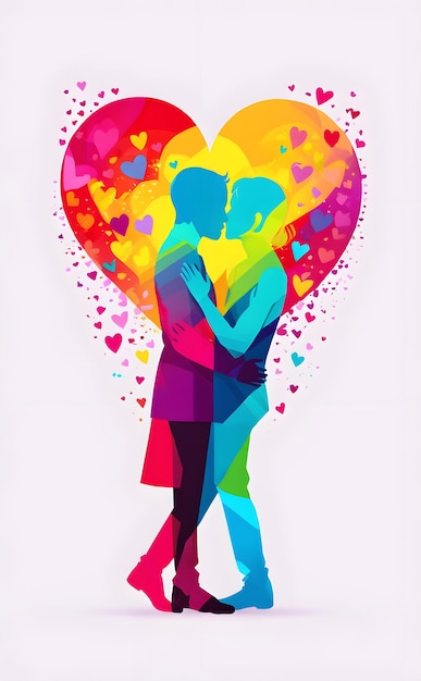 bright colors of love in white background