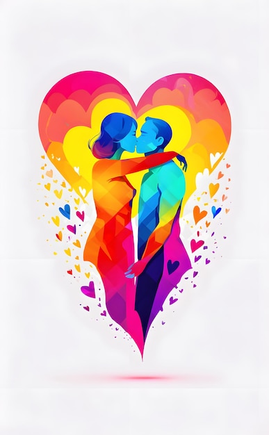 bright colors of love in white background