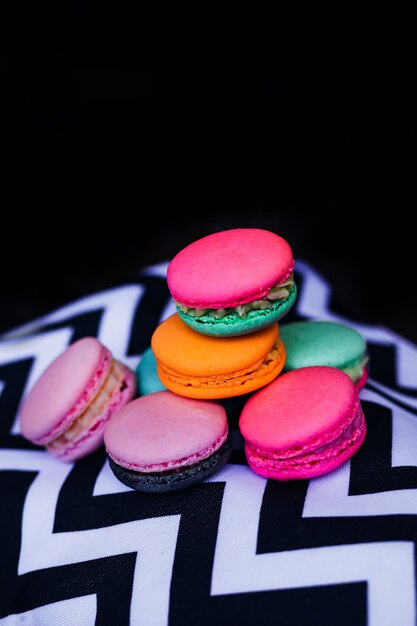 Bright colors of macaroons cookies