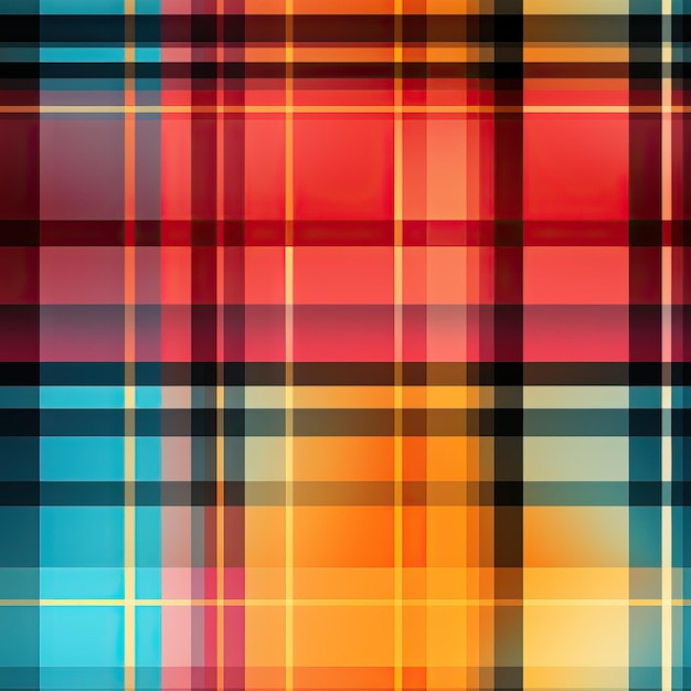 Bright and Colourful Plaid Seamless Pattern AI Generated