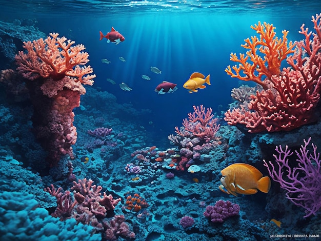 bright coral reef next to a deep water abyss