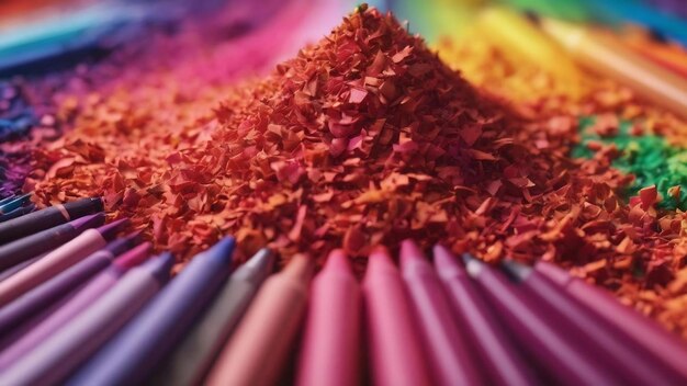 Bright crayon shavings