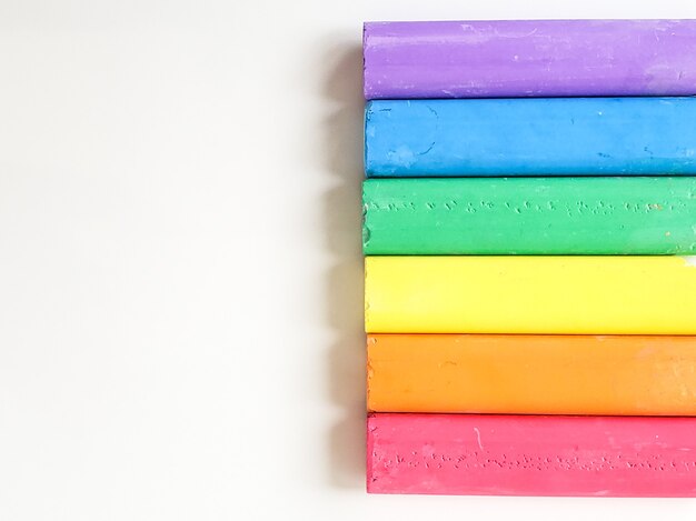 Bright crayons LGBT colors kids background back to school place for text copy space